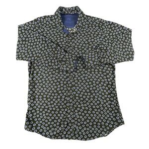 Bugatchi Uomo Button Down Mens L Blue Dot Classic Fit Long Sleeve Cotton